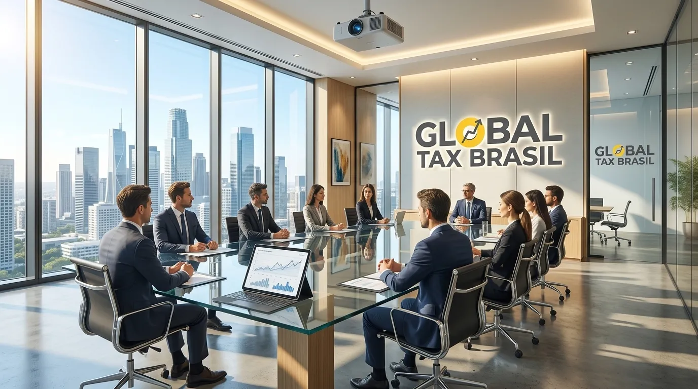 Escritório corporativo debate a saída fiscal com empresa ativa no exterior.