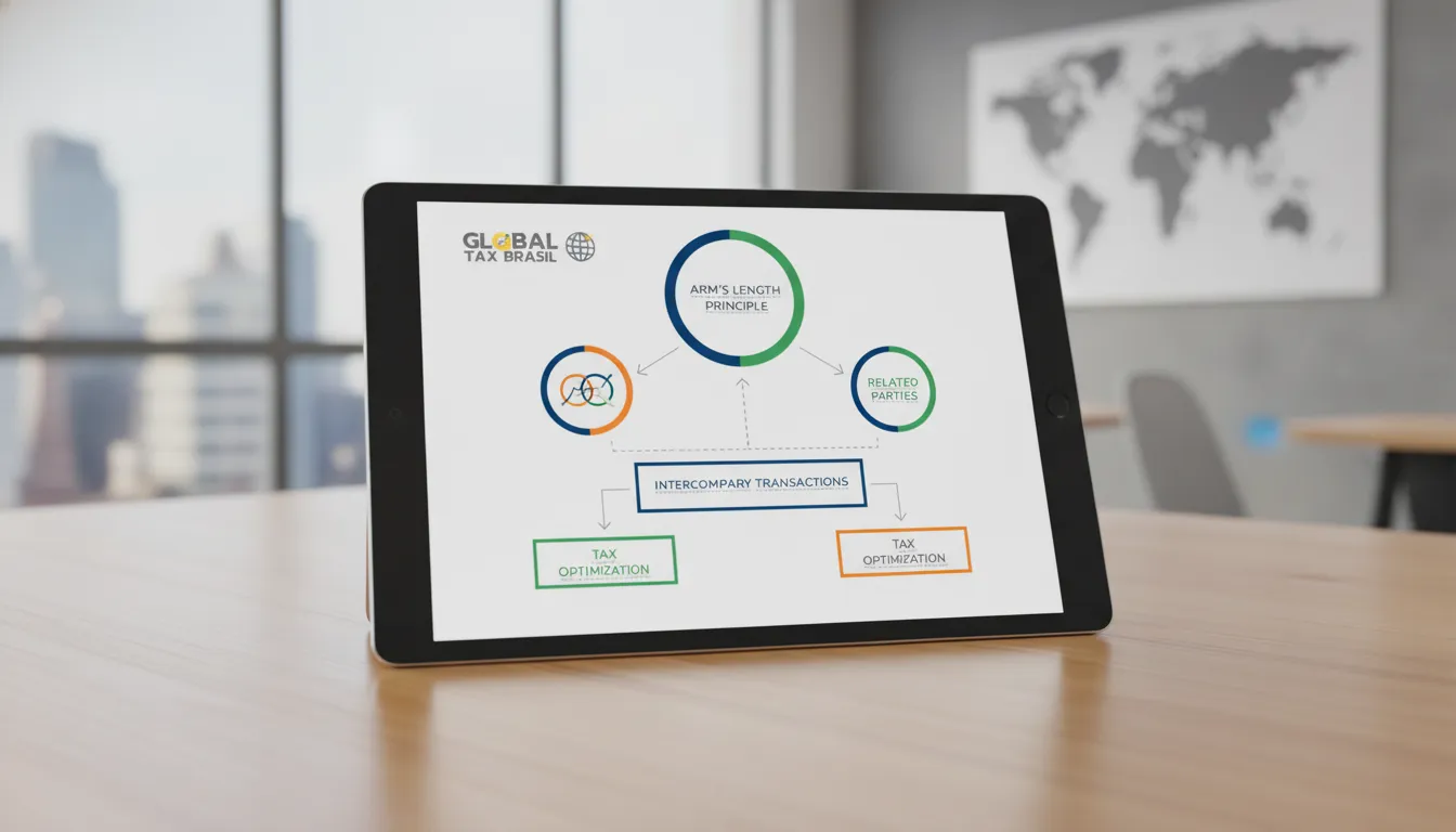 Infográfico digital detalha o conceito de preço de transferência e suas regras para transações entre empresas.