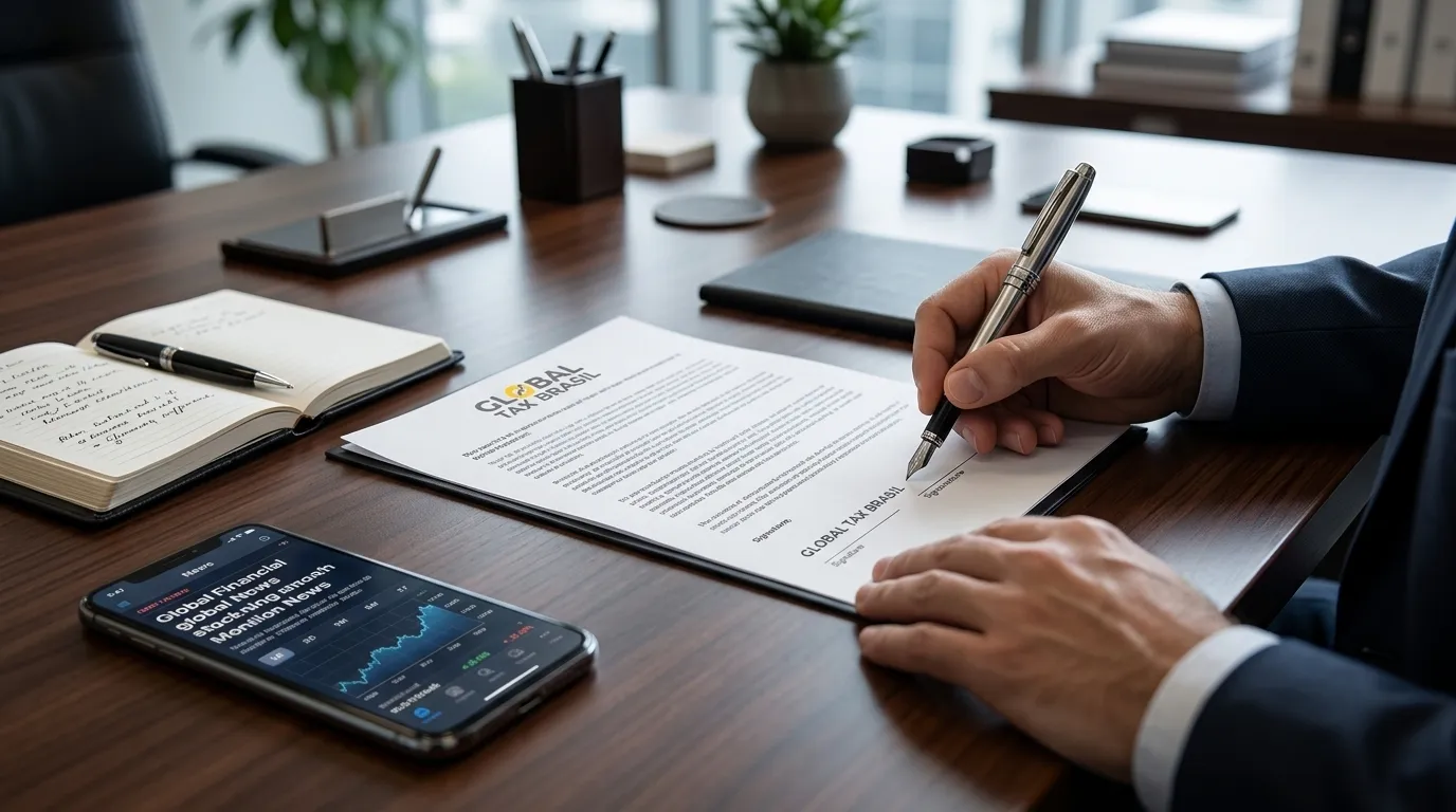 Assinatura de contrato após avaliar riscos da saída fiscal do Brasil.