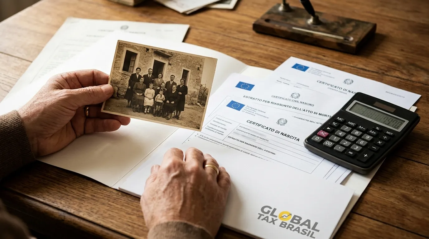 Documentos antigos e novos para requerer cidadania italiana por descendência com segurança fiscal.
